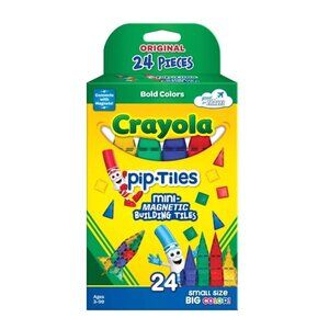 Crayola Pip-Tiles 24-Piece Mini Magnetic Building Tiles Set For Ages 3+ Bold Col